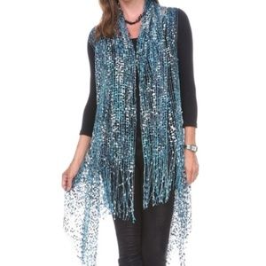 Green Blue Confetti Vest Cardigan
